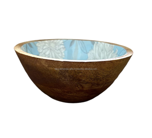 Wooden Bowl with Meena Print Top Selling Salad Bowl Platter Made by Tayyab Handicraft - Product Image 2
