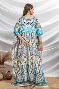 Hot Sale Designer Turkish Style <b>Kaftan</b> Women Polyester Handmade Batwing Sleeves V Neck Regular Fit Flared Hem Spring/Autumn - Product Image 5