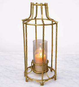 Porte-bougie en métal doré avec verre, élégant décor de table pour Noël à prix avantageux - Product Image 1