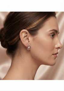 Pendientes de Oro Rosa de 14K con Diamantes Cultivados en Laboratorio, Corte Brillante Redondo, Diseño Floral Vintage para Bodas y Fiestas - Product Image 2