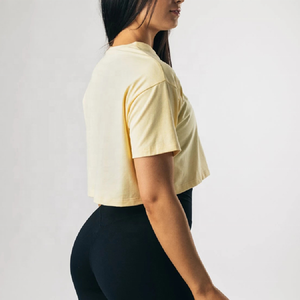 Top Corto Blanco de Alta Calidad para Mujer, Cuello Redondo, Manga Corta, 100% Algodón Jersey, Logotipo Estampado, Informal, Transpirable, para Primavera/Verano - Product Image 3