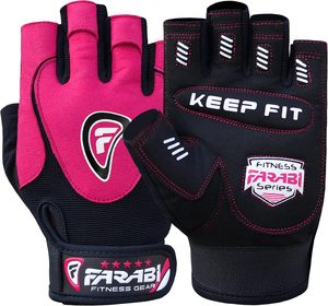 Gants de musculation unisexes Farabi Sports, gants de fitness pour la salle de sport, paume rembourrée, enveloppement du poignet, demi-doigts, gants d'entraînement rose, logo personnalisé - Product Image 3