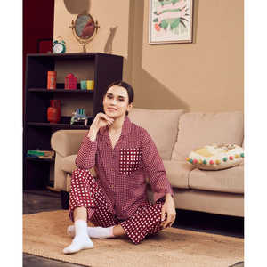 Conjunto de Pijama de Algodón 100% para Mujer, Conjunto de Pijama de Algodón Suave, Conjunto de Ropa de Dormir a Cuadros de Manga Larga, Traje de Dormir Transpirable para Mujer - Product Image 1