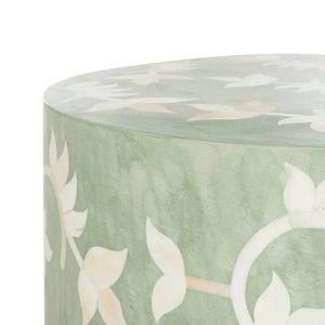 Taburete Lateral de Lujo Hecho a Mano con Incrustaciones de Hueso y Acabado Natural Ecológico para Decoración del Hogar y Dormitorio - Product Image 2