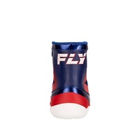 Chaussures de boxe en cuir professionnelles personnalisées Fly rouge et bleu, nouveau modèle, légères, qualité supérieure, bottes de lutte