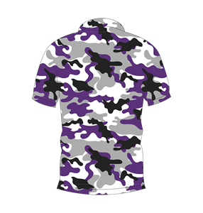 Polo pour homme à imprimé camouflage violet, noir et gris, à manches courtes, décontracté, pour l'été, pour le golf - Product Image 2