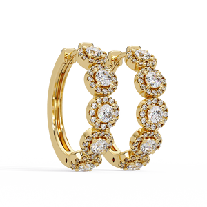 Pendientes de Aro Halo Modernos con Diamantes Cultivados en Laboratorio, Corte Redondo, Oro Puro de 14k, Pendientes Huggies Delicados para Uso Diario, Joyería Fina - Product Image 3