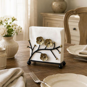 Servilletero Metálico Floral Vintage, Soporte para Servilletas Estilo Campestre Francés, Organizador Decorativo para Mesa, Decoración Rústica para Cocina y Comedor - Product Image 5