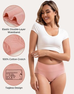 Ropa Interior Femenina de Cintura Alta, Algodón y Elastano, Transpirable, de Secado Rápido, Ecológica, para Uso Diario, con Lazo Decorativo y Logotipo Personalizado - Product Image 3