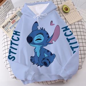 For Unisex Women's XL Sky Blue <b>Hoodie</b> Fashion Stitch Angel Monster Cartoon Sweatshirt Pullover <b>Cute</b> Harajuku Pocket Top - Product Image 1