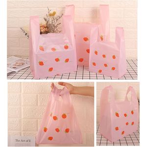 Sacchetti di Plastica Rosa a Forma di Fragola, Confezione da 50, Pratici per Negozi e Ristoranti (9.8x16) - Product Image 3