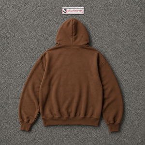 Sudadera con capucha marrón oversize con cremallera completa para hombre, estilo streetwear, con estampado gráfico 'Wanted', hombros caídos, corte casual y a la moda. - Product Image 6