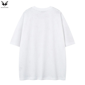 เสื้อยืดผู้ชายแขนสั้นทรงโอเวอร์ไซส์ ดีไซน์ทันสมัย เนื้อผ้าผสมไหม/ฝ้าย ระบายอากาศได้ดี ลายเรียบ เป็นมิตรต่อสิ่งแวดล้อม แห้งเร็ว สวมใส่สบายๆ - Product Image 2