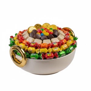 Atractivo tazón de metal para chocolate con asa redonda dorada, tazón para servir dulces para bodas y fiestas, exportación directa de fábrica. - Product Image 1