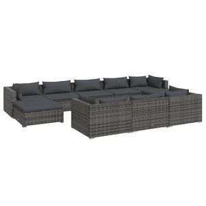 Set salotto Patio in 10 pezzi grigio in Poly Rattan con cuscini collezione di mobili da esterno Premium - Product Image 2