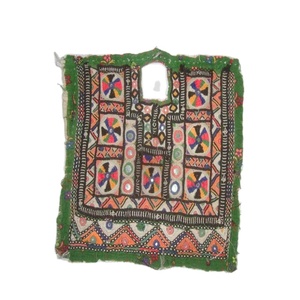 Baloch Vintage Tribal Banjara Ne Yoke Embroidery <b>Mirror</b> Work Applique Patch Casual Autumn Cotton Short Sleeve Wedding Ethnic - Product Image 1