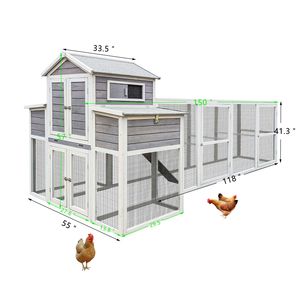 Pollaio Extra Large per 150 Galline, in Legno per Esterni, con Rete Metallica Nera Antiruggine, 2 Nidi e 5 Posatoi per Pulcini - Product Image 3