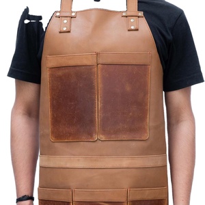 Delantal de taller de restaurantes de trabajo de cuero auténtico de alta calidad con bolsillos para hombres y mujeres cocina peluquero barbacoa diseño elegante - Product Image 1