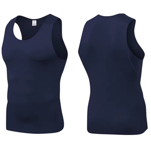 Custom Short <b>Men</b> Sleeveless <b>Compression</b> Shirt Breathable High Elastic Quick-Drying Running Gym Fitness <b>Vests</b> Skinny Sportswear - Product Image 2