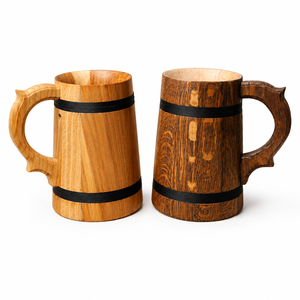 Jarra de Cerveza de Madera con Borde de Cobre, Estilo Vikingo, Taza de Café de Madera Natural Ecológica, Jarra de Cerveza Rústica Personalizada - Product Image 2
