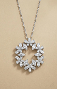 Collier pendentif fleur pour femme, diamant de laboratoire taille marquise, chaîne en acier inoxydable plaqué rhodium, bijoux de mariage - Product Image 3