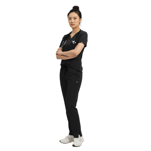 Conjunto de Uniformes Médicos Unisex de Alta Calidad, Tela Tejida, Cuello en V, Pantalones Tipo Jogger, Ropa de Trabajo para Hospital, Múltiples Bolsillos - Product Image 1