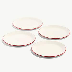Assiette de présentation ronde de 12,5 pouces avec bord rouge, lot de sous-assiettes décoratives pour vente en gros, résistantes à la chaleur, pour service buffet et dîner - Product Image 6