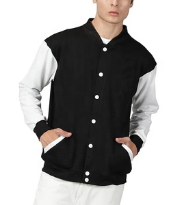 Custom Embroidery Logo Men Varsity <b>Jacket</b> Letterman Winter Casual Mandarin Collar Warm <b>Fleece</b> <b>Jacket</b> - Product Image 1