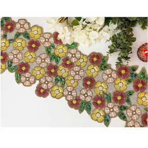 New Arrival Elegant Floral Glass Beaded <b>Table</b> <b>Runner</b> Elegant Beaded <b>Runner</b> For Dining Wedding Party & Everyday Use - Product Image 3