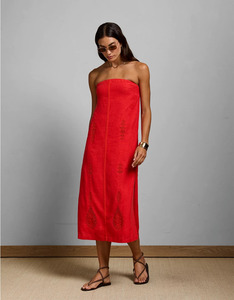 Elegante Vestido Rojo Francés sin Tirantes, Estilo Sirena, para Mujer, Ajustado, Vestido de Noche, Elegante, Formal, para Fiesta, Vestido Largo - Product Image 2