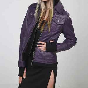 Chaqueta moderna para mujer, chaqueta de cuero genuino, cálida, ajustada, de manga larga, abrigo exterior, chaqueta acolchada para mujer - Product Image 6