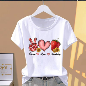 Nouveau T-shirt décontracté à manches courtes pour femme, imprimé papillon, tendance 2026, en coton - Product Image 6