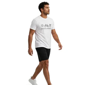 Oneten Apparel Camiseta blanca de manga corta con cuello redondo para hombre, 100% algodón, con estampado artístico de línea de bebidas Black Sun Bike - Product Image 6