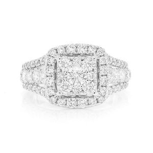 Fashionable Square Cut Full-Iced Out Moissanite Diamond <b>Ring</b> For Women & Men Trendy Diamond <b>Cushion</b> Cluster <b>Ring</b> In 14k Gold - Product Image 1