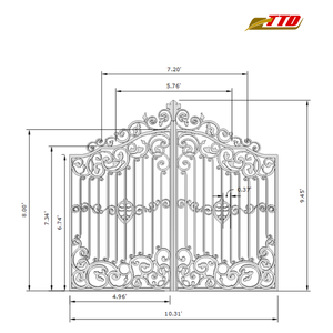 Puerta de Hierro Forjado de Lujo, Puerta de Entrada de Hierro Forjado Personalizada, Puerta Metálica Decorativa para Uso Residencial y Comercial - Product Image 2