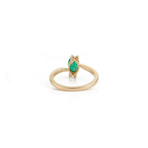 Productos Más Vendidos, Anillo Minimalista de Oro Amarillo Puro K14 con Esmeralda Zambiana y Diamantes Hechos a Mano, Joyería Unisex para Uso Diario - Product Image 6