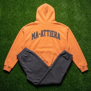 Conjunto de Sudadera con Capucha Naranja Personalizada y Pantalones Anchos Negros de Felpa de Algodón, Estilo Casual Urbano, Venta al Por Mayor OEM - Product Image 6