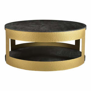 Mesa de Centro de Diseño Martillado con Acabado Dorado en Forma Redonda, Fabricada en Metal de Primera Calidad para el Hogar, Hotel, Sala de Estar - Product Image 2