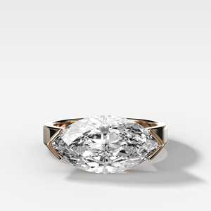 Marquise Cut Lab Grown Diamond Solitaire Engagement <b>Ring</b> 14k Gold 925Silver 4ct Half Bezel Wide 3.5mm Band Manufacture Wholesale - Product Image 3