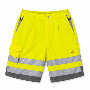 Shorts de travail haute visibilité avec bande réfléchissante, vêtements de travail robustes pour la construction et la circulation routière - Product Image 5