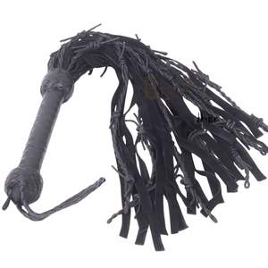 Handmade Sheep Skin <b>Flogger</b> with Thick Handle Steel Buckle 3.5cm Width Wrist Strap for Control - Product Image 1