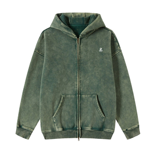 Sweat à capuche personnalisé vintage délavé à l'acide, 100% coton épais 350 GSM, en molleton bouclette, vierge et vieilli, pour homme - Product Image 1