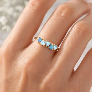 Heart Shape Moonstone Labradorite <b>Ring</b> <b>Dainty</b> Celestial Promise <b>Ring</b> 925 Sterling Silver 18K Gold Filled Stackable Gemstone <b>Ring</b> - Product Image 6
