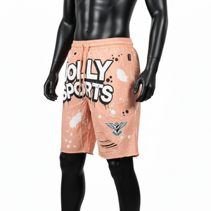 Shorts de Mujer Premium de Nailon y Spandex de 210 GSM, Color Coral Melocotón, Detalle Desgastado, Suaves, de Secado Rápido, con Logotipo Personalizado Serigrafiado - Product Image 4