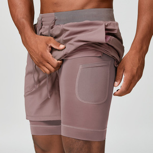 Pantalones Cortos Deportivos de Algodón Sólido para Hombre, Alta Elasticidad, 2 en 1, Cintura con Cordón, Ligeros, Bolsillos Laterales, para Tenis, Pickleball, Pádel - Product Image 2