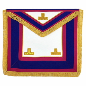 Pin de seguridad personalizado de lujo bordado para mandil de regalia masónica - Maestro Masón Rito Francés, tela moiré azul cielo, tres rosetas. - Product Image 4