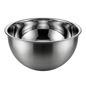 Large StainlessSteel Serving Bowl <b>Brushed</b> Metal Salad Basin Durable Double Wall Soup Bowl for Hotel Restaurant Kitchen Tableware - Product Image 1
