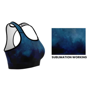 Women's Racerback Sports <b>Bra</b> <b>Blue</b> Solid Mesh Back Medium Support Yoga Anti-Bacterial Seamless Sweat-Wicking Heat-Transfer - Product Image 4