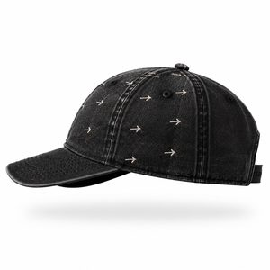 Casquette de baseball en denim noir et crème avec motif flèche, 6 panneaux, réglable, unisexe, décontractée - Product Image 2