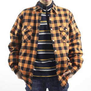 Vente en gros OEM 2023 – Veste chemise unisexe en toile à capuche et col montant, style streetwear, doublée, manches longues, chaude, à carreaux - Product Image 6